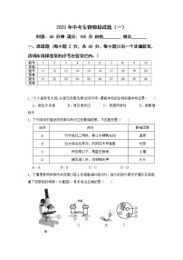 2022年湖南省娄底市涟源市中考模拟（一）生物试题(word版含答案)