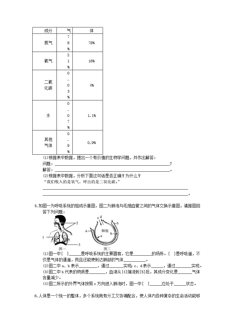 中考生物二轮复习《人体的消化、呼吸、排泄》大题狂做（含答案）第2页