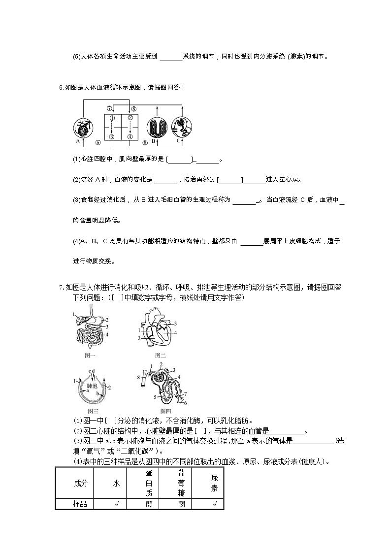 中考生物二轮复习《人体内的物质运输》大题狂做（含答案）第3页
