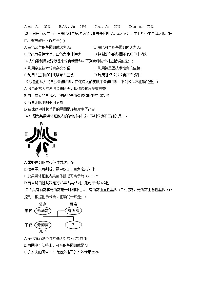苏教版八年级下册生物单元测试AB卷 第八单元第二十二章B卷03