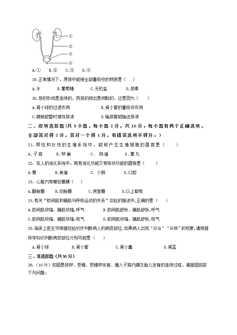湖南省衡阳师范学院祁东附属中学2021-2022学年七年级下学期期中考试生物试题（含答案）03