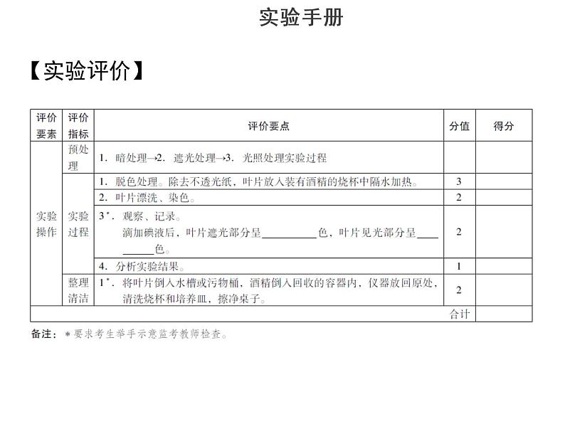 实验八验证绿叶在光下制造有机物--2022年中考生物实验手册总复习课件PPT07