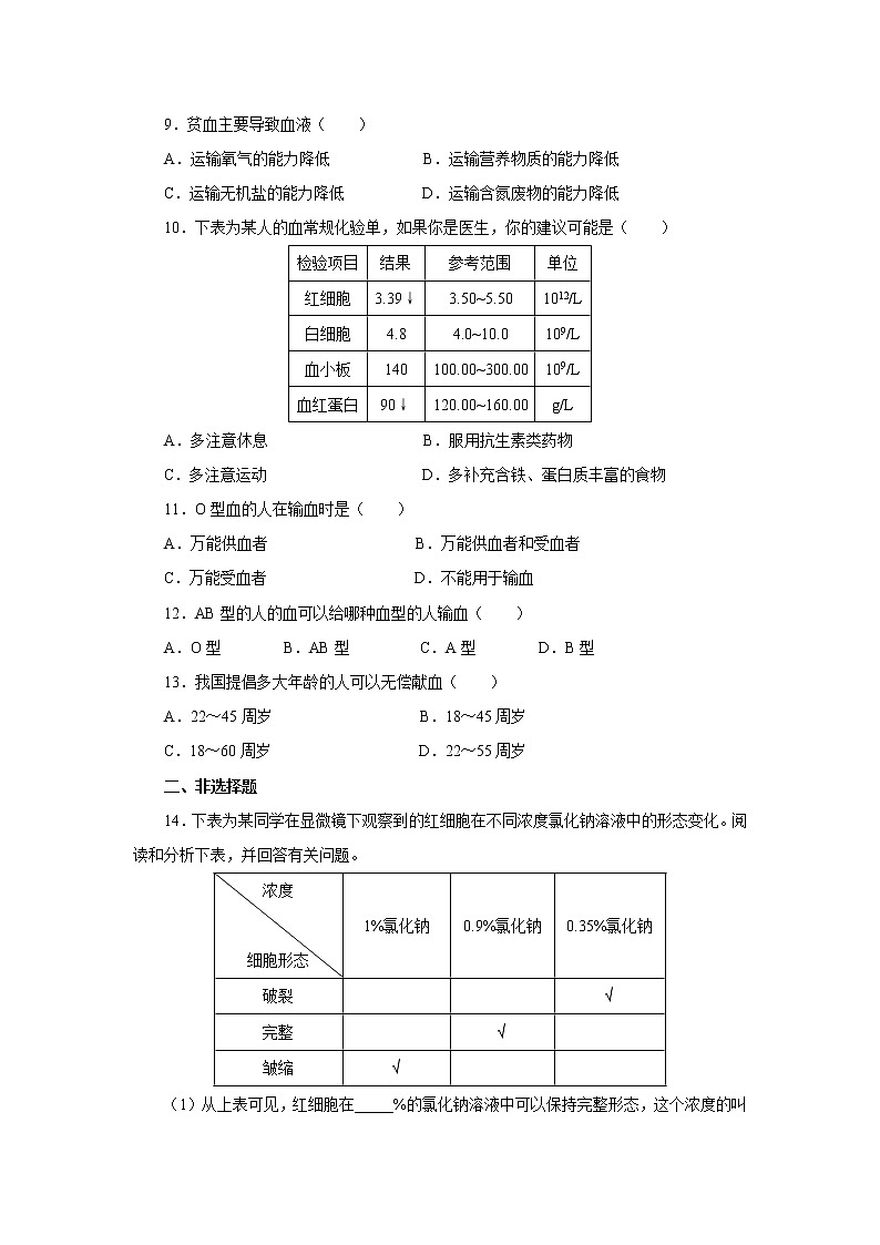 《物质运输的载体》基础练习第2页