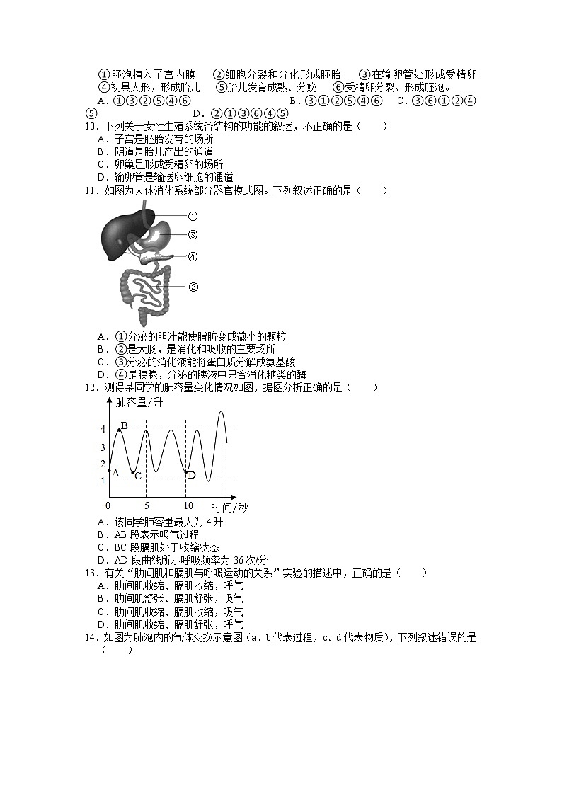 2022年甘肃省陇南市礼县第六中学(原盐官镇九年制学校)中考三模生物试卷（有答案）02