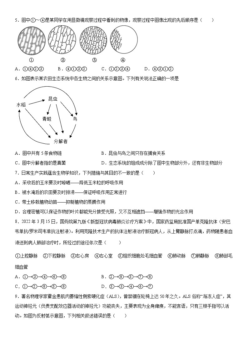 2022年广东省学业水平测试生物模拟试卷（有答案）第2页