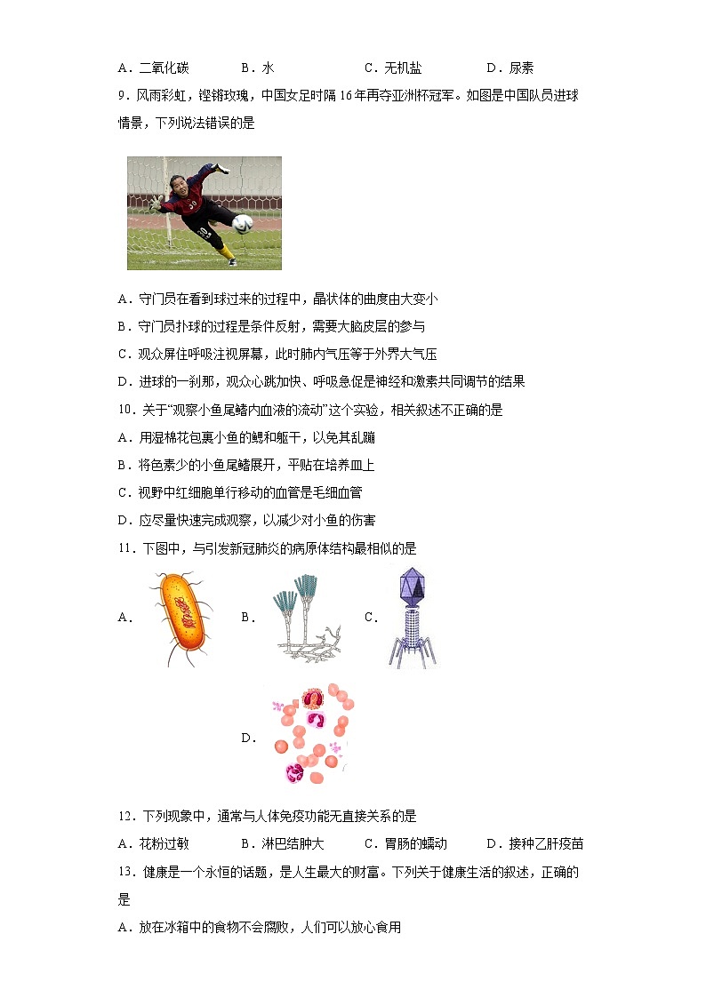 2022年山东省淄博市张店区中考一模生物试题(word版含答案)02