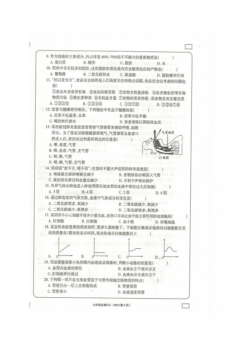 青海省海东市互助县2021-2022学年七年级下学期期中考试生物试题（含答案）第2页