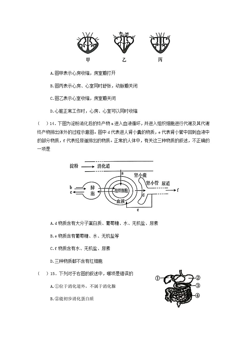 2022年广东省初中学业水平考试综合模拟卷（一）生物试卷（有答案）03