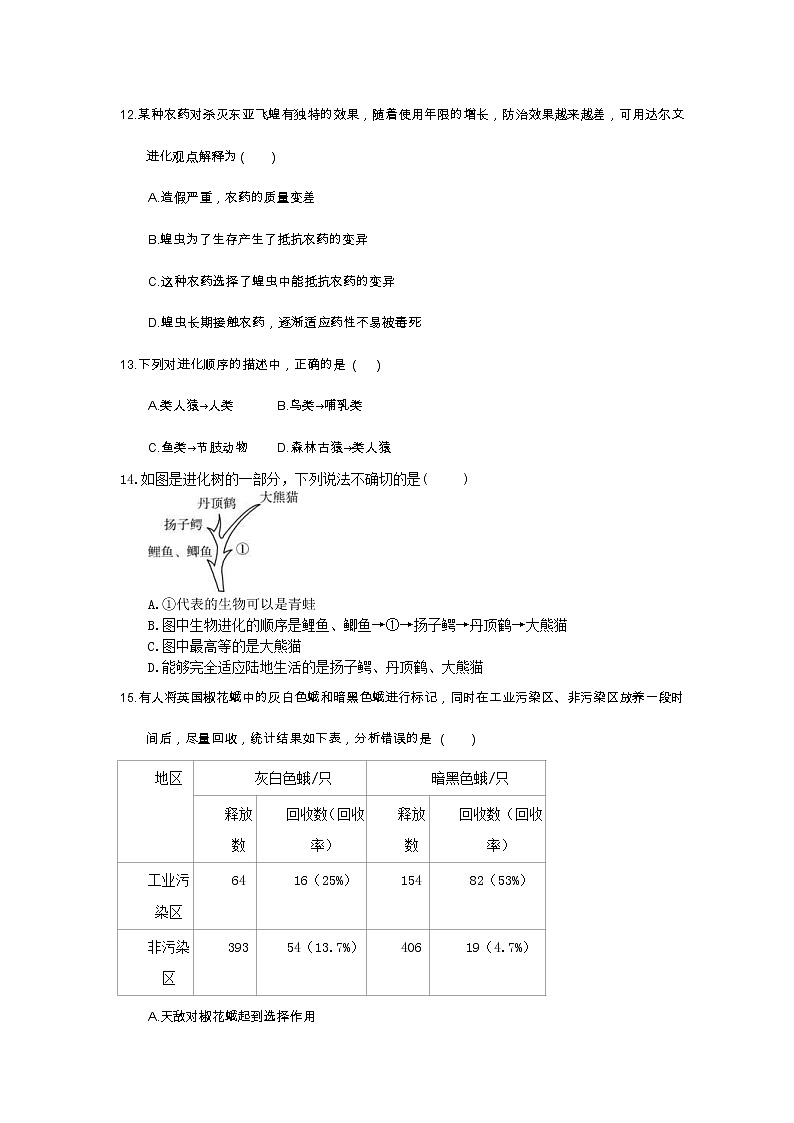 中考生物总复习22《生物的进化》课时练习（含答案）第3页