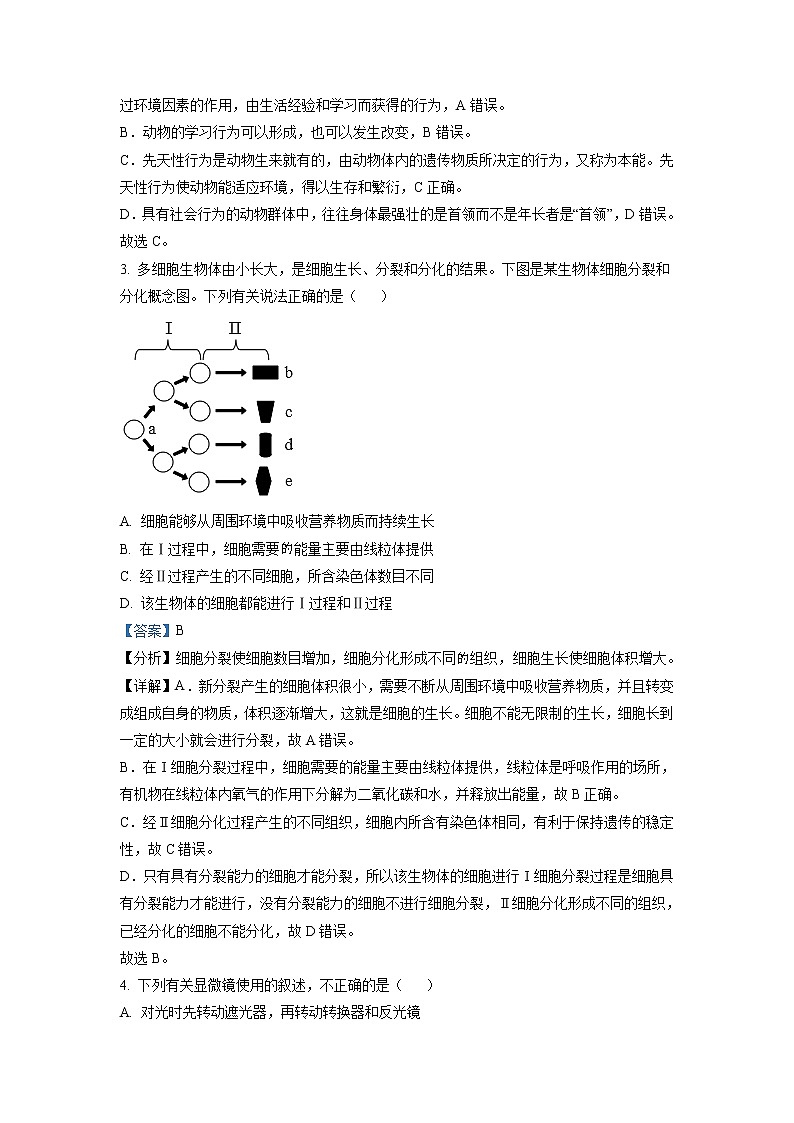 2021年内蒙古鄂尔多斯市中考生物试题（解析版）第2页
