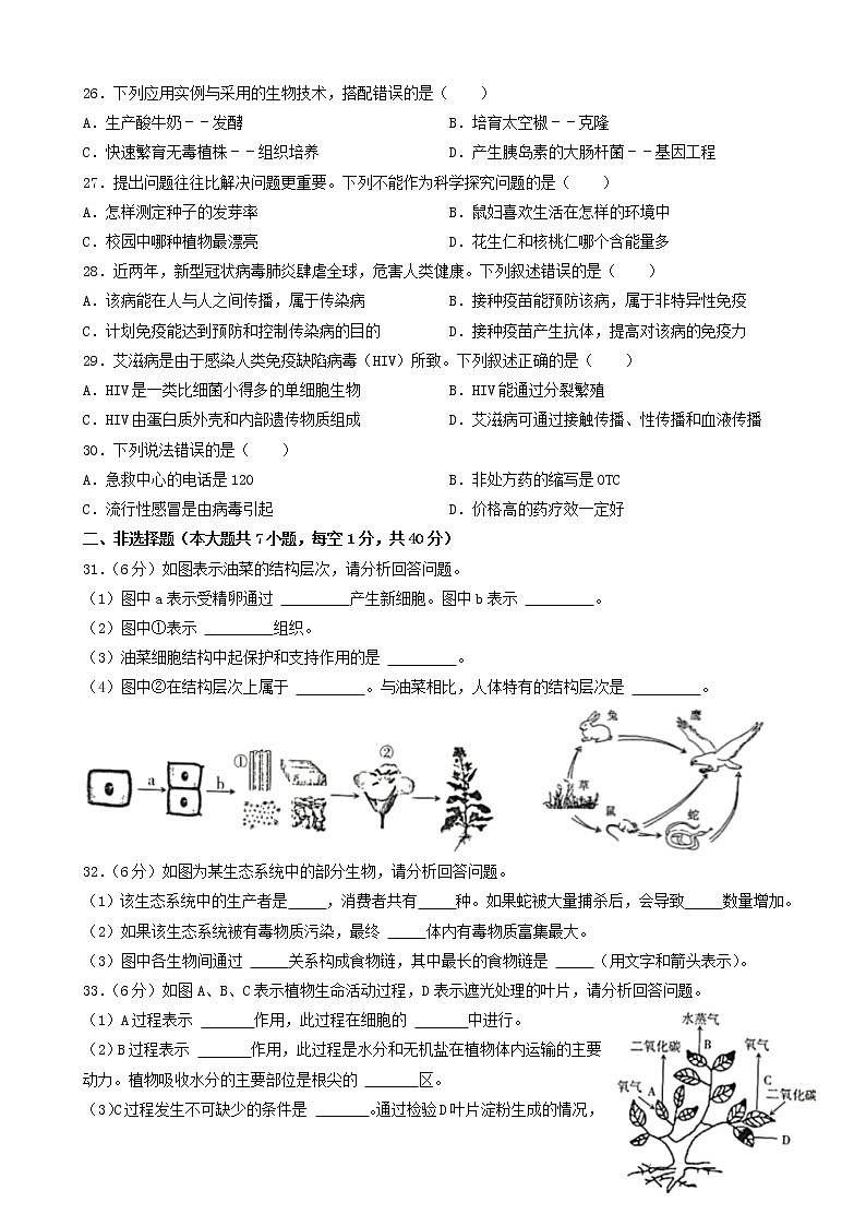 2021年新疆中考生物试题（解析版）第3页