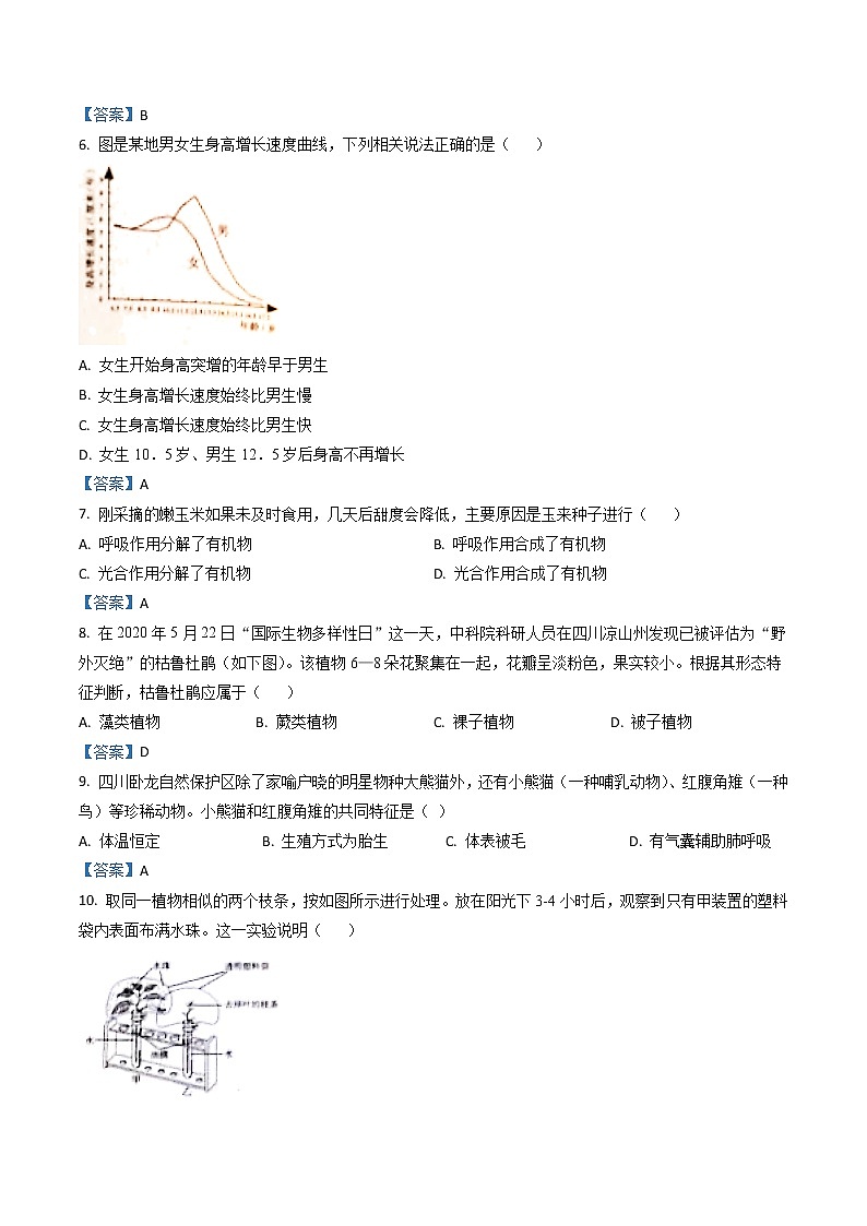 2021年山西省阳泉市中考生物试题（解析版）第2页