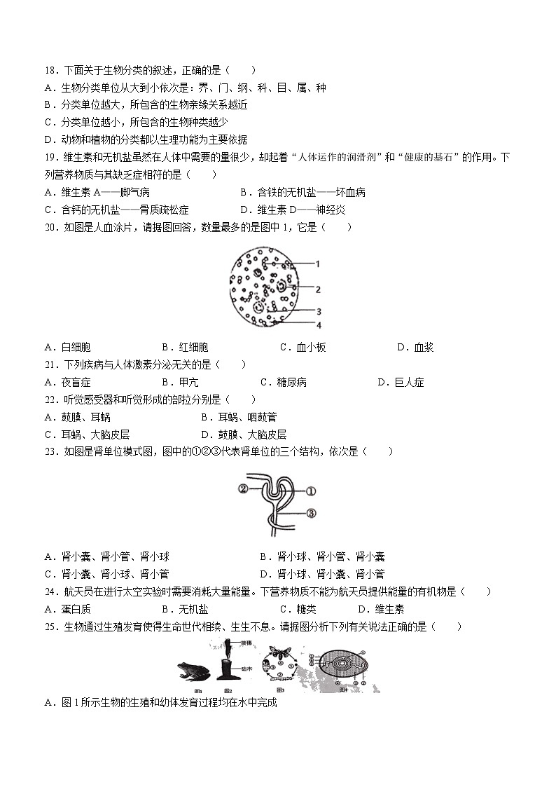 2022年陕西省宝鸡市陈仓区中考二模生物试题（有答案）03