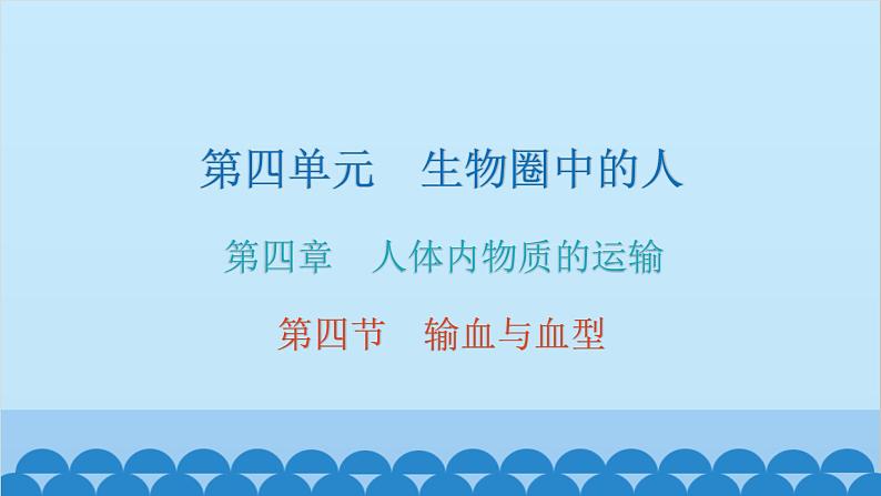 人教版生物七年级下册 第四章 第四节 输血与血型（课件）01