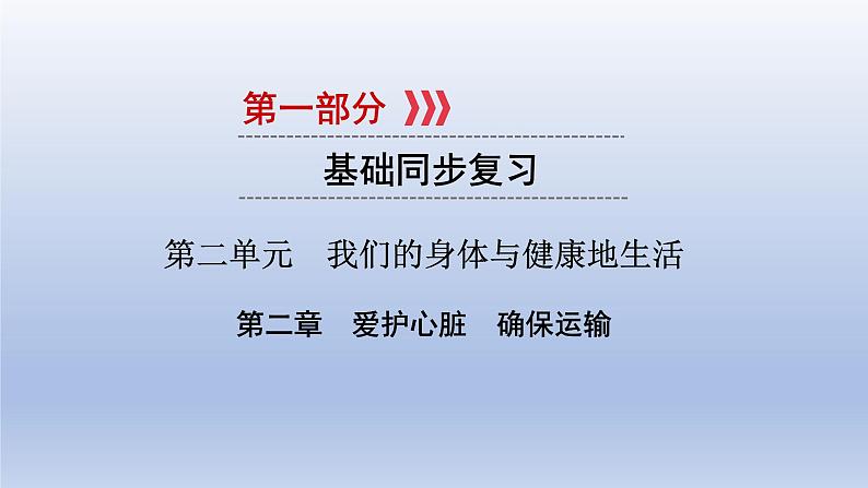 第二单元我们的身体与健康地生活第二章爱护心脏确保运输课件2021年广西中考生物基础复习01