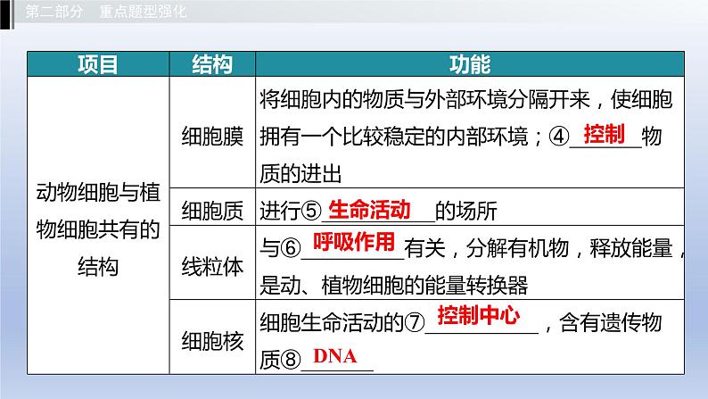 第一单元我们身边的生命世界第二章生物体的结构层次课件2021年广西中考生物基础复习04