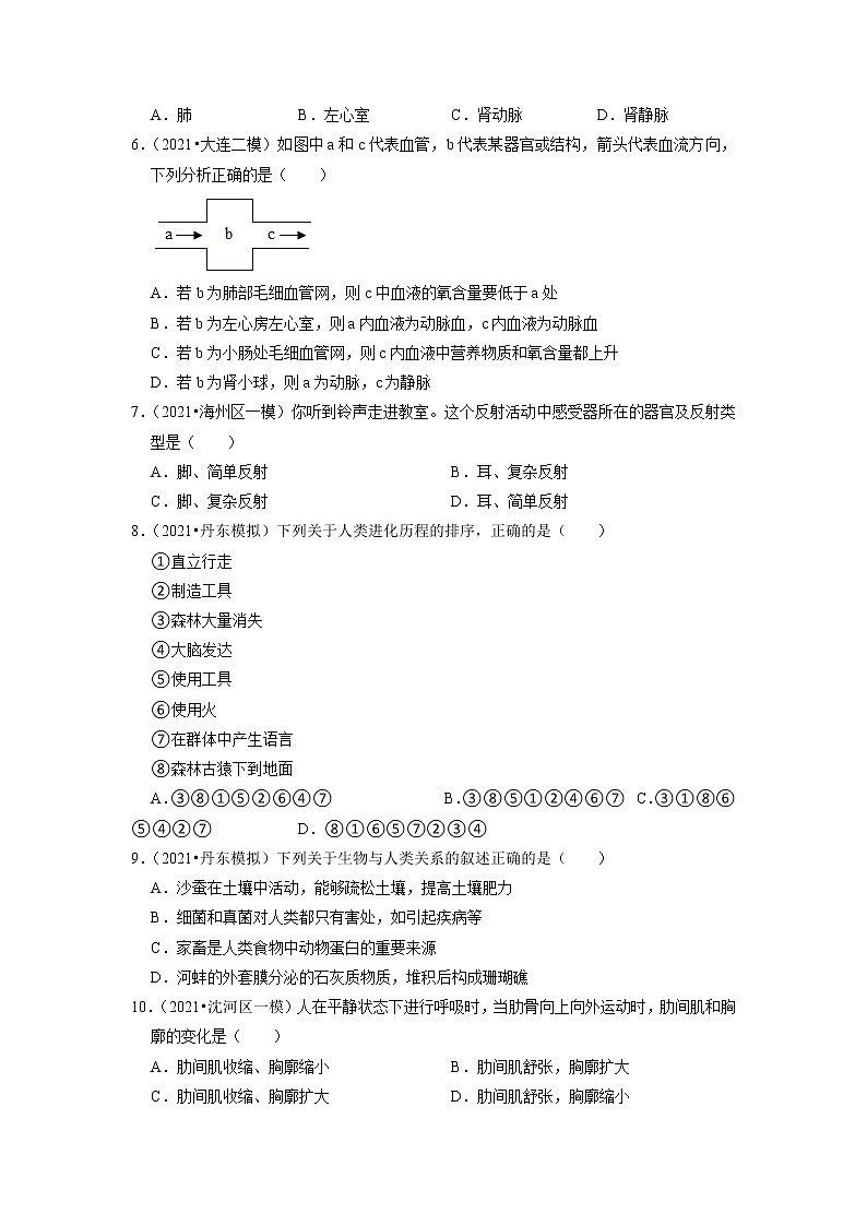 2022年辽宁省中考生物二轮专题练4-人体系统第2页
