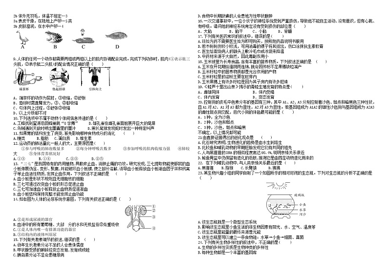 2022高密生物中考模拟题第2页