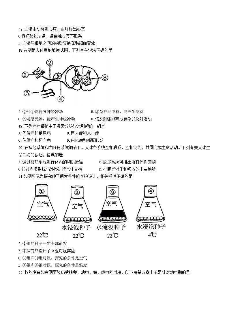 2022年江苏省兴化市中考二模生物试题(word版无答案)03