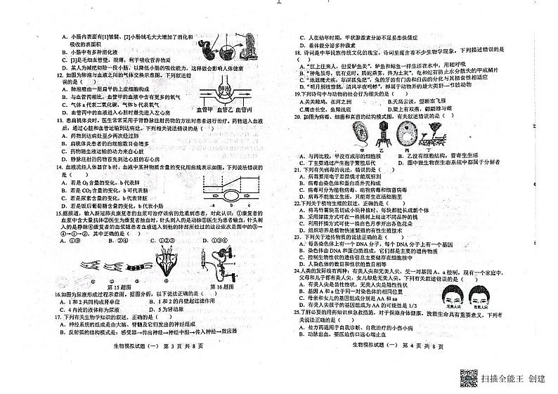 2022年山东省临沂市县区初中学生学业水平考试生物模拟练习题（一）（无答案）第2页