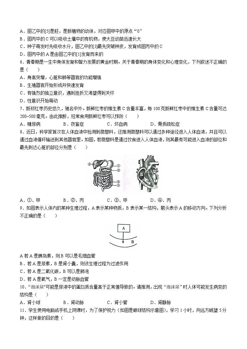 2022年河南省长垣中考二模生物试题(word版含答案)02