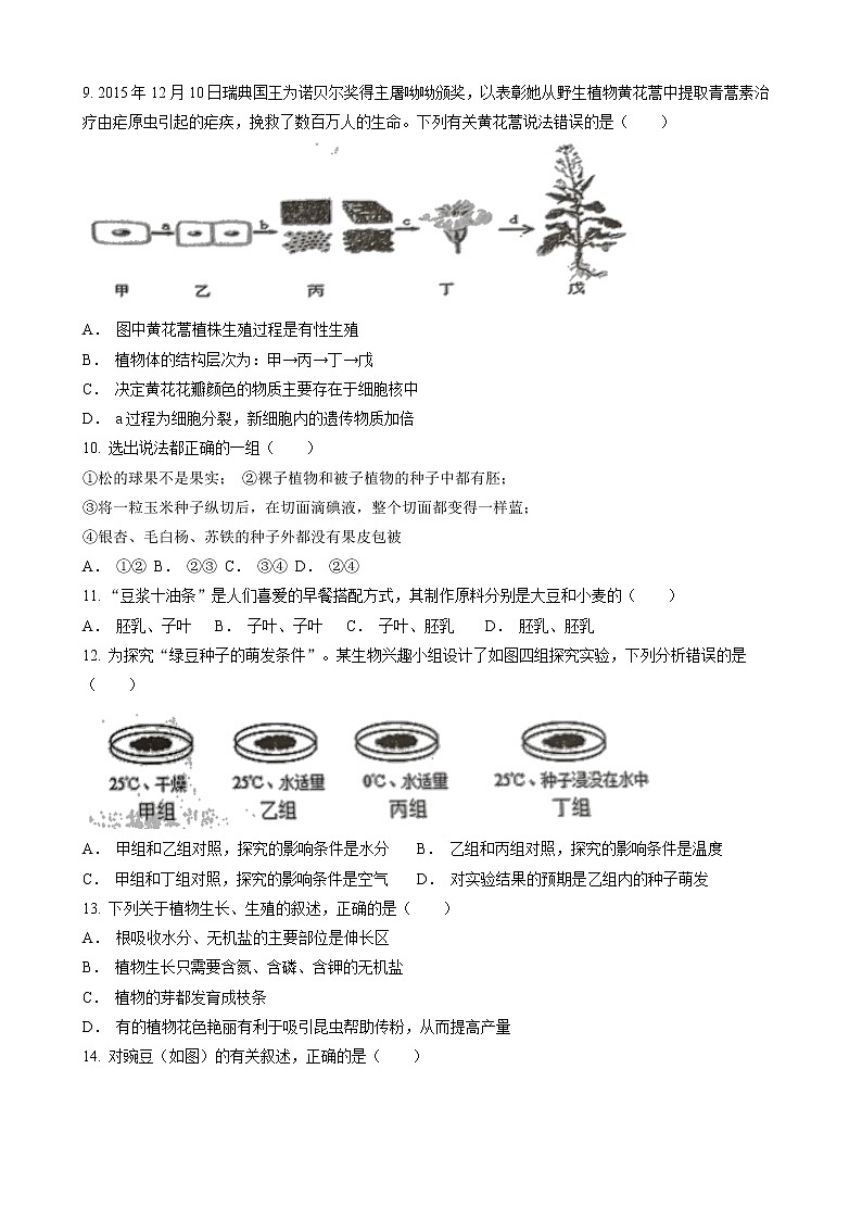 2022年云南省红河州开远市中考二模生物试题（含答案）第2页