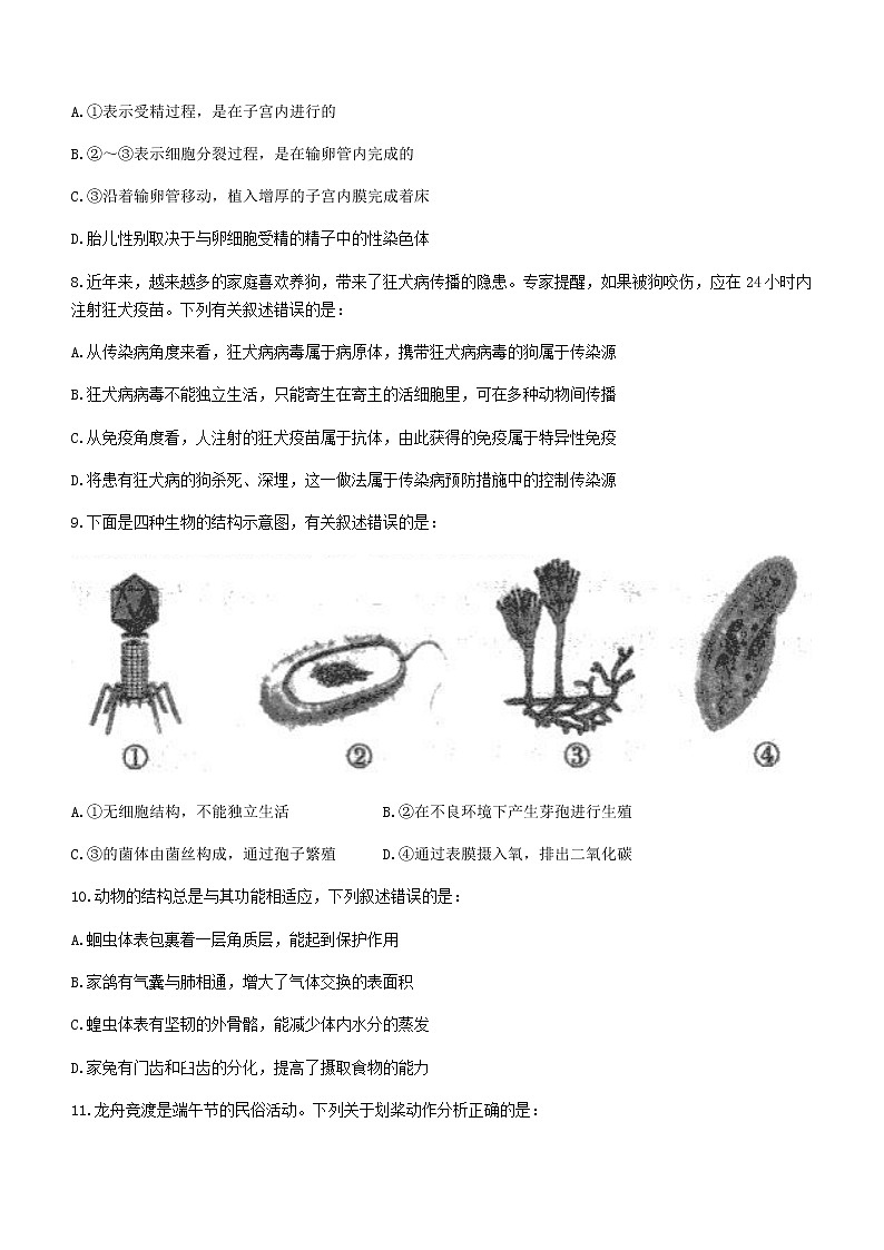 2022年山东省泰安市新泰市中考二模生物试题(word版含答案)03