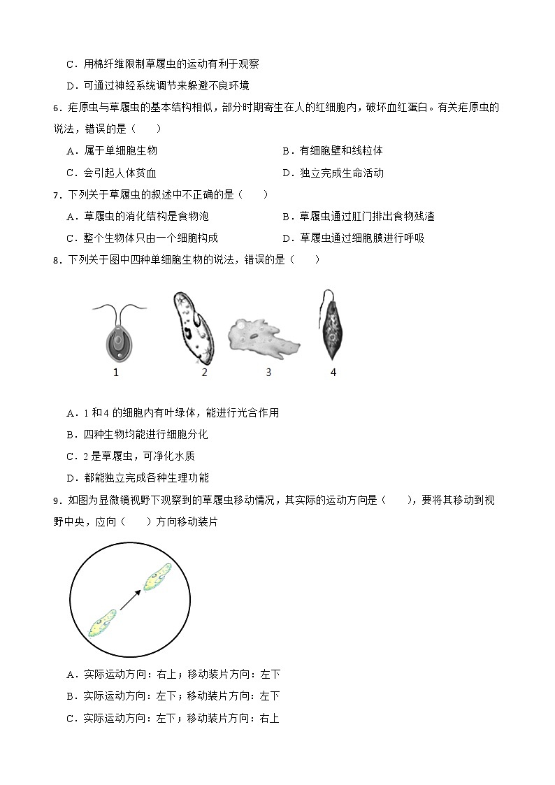 2022届中考生物二轮复习测试专题 单细胞生物解析版第2页