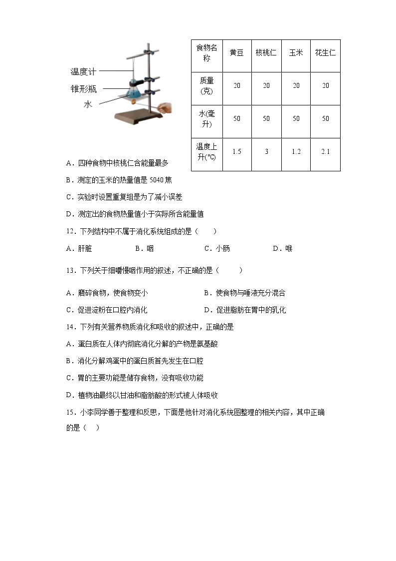 湖南省岳阳市第十二中学2021--2022学年七年级下学期期中质量检测生物试题（含答案）03