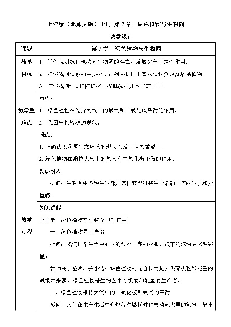 7《绿色植物与生物圈》课件PPT+教案+同步练习01