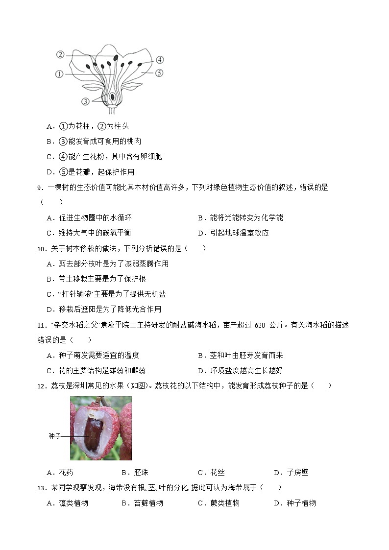 广东省中考生物三年真题汇编 生物圈中的绿色植物解析版第2页