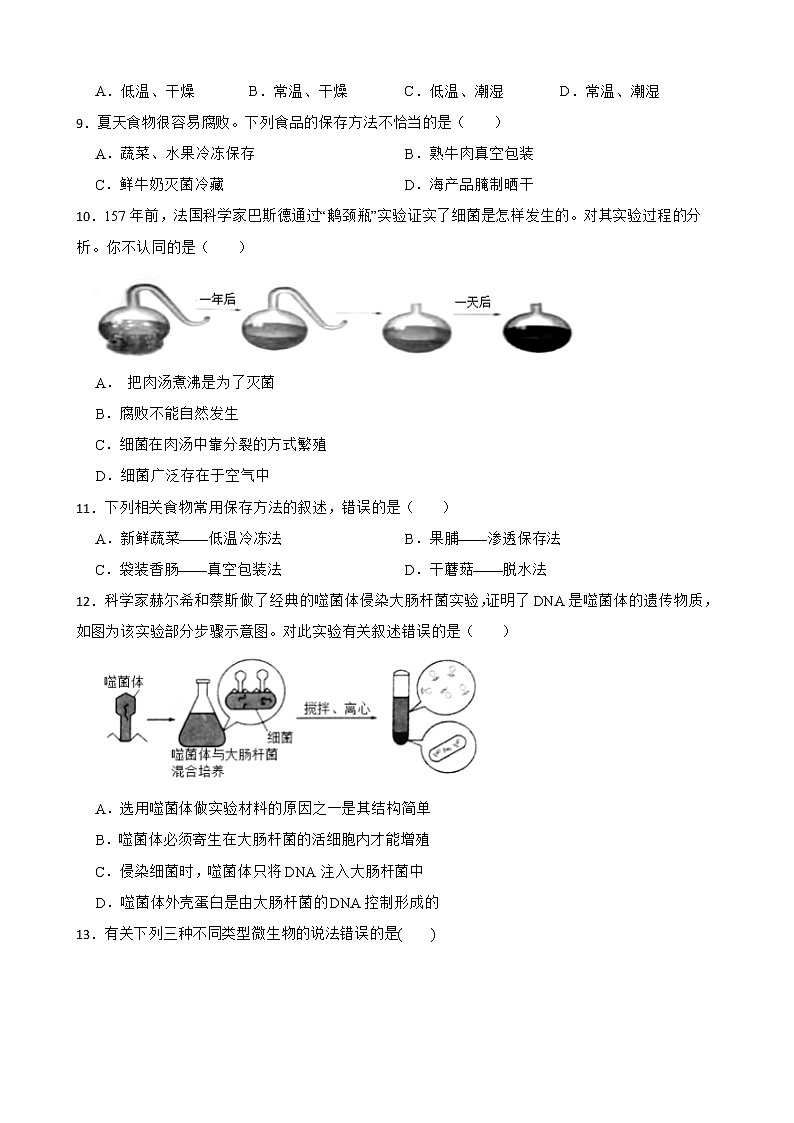 2021年山东省中考生物真题汇编 生物圈中的微生物解析版03