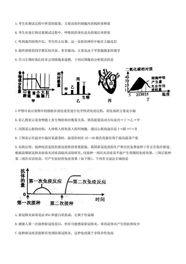2022年山东省泰安市肥城市初中学业水平考试科目后期教学诊断（二模）生物试题(含答案)03