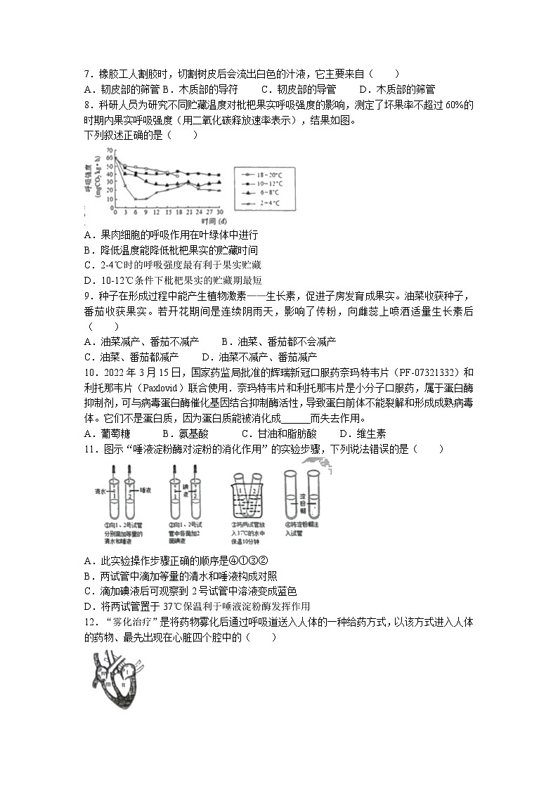 2022年广东省揭阳市揭东区初中学业水平第二次模拟考试生物试题（含答案）02