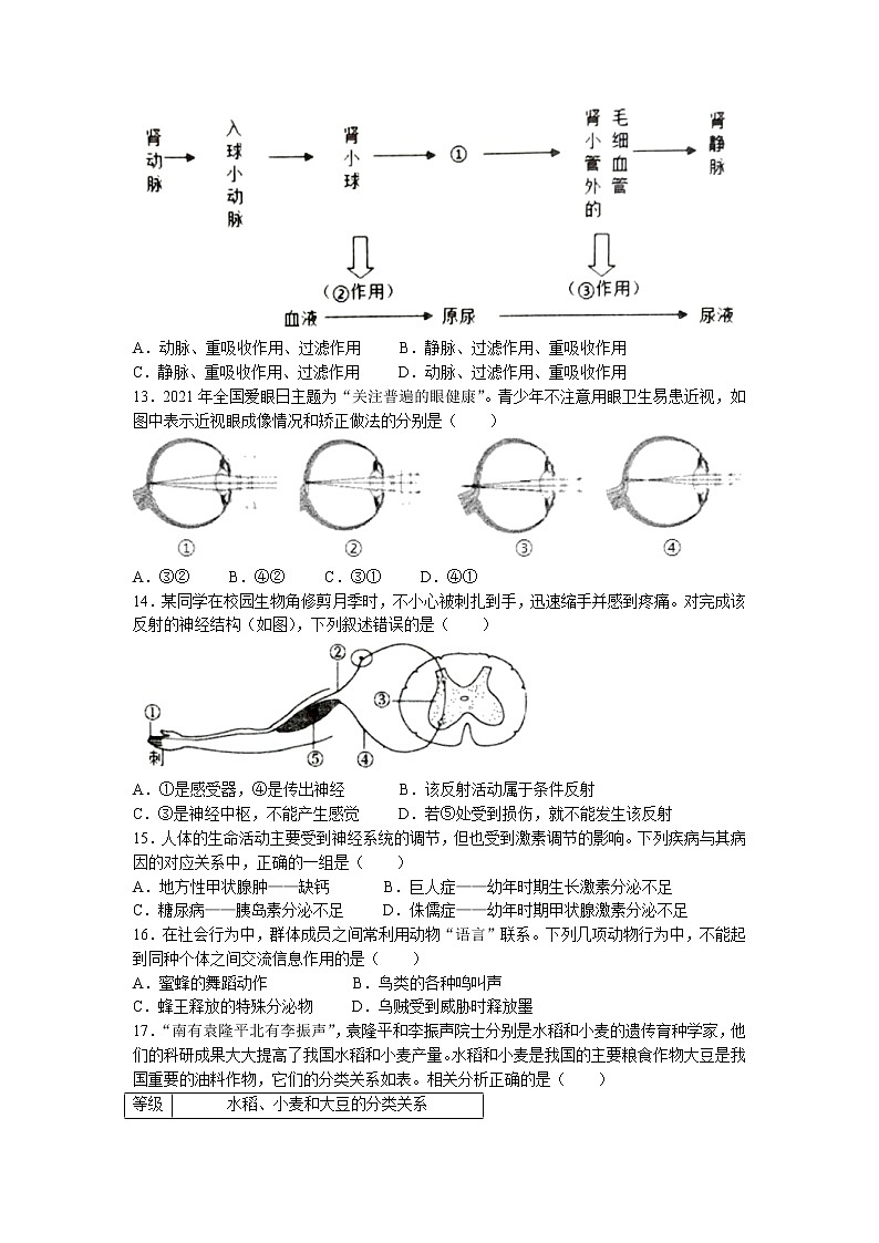 2022年山东省聊城市东阿县中考三模生物试题（含答案）第3页