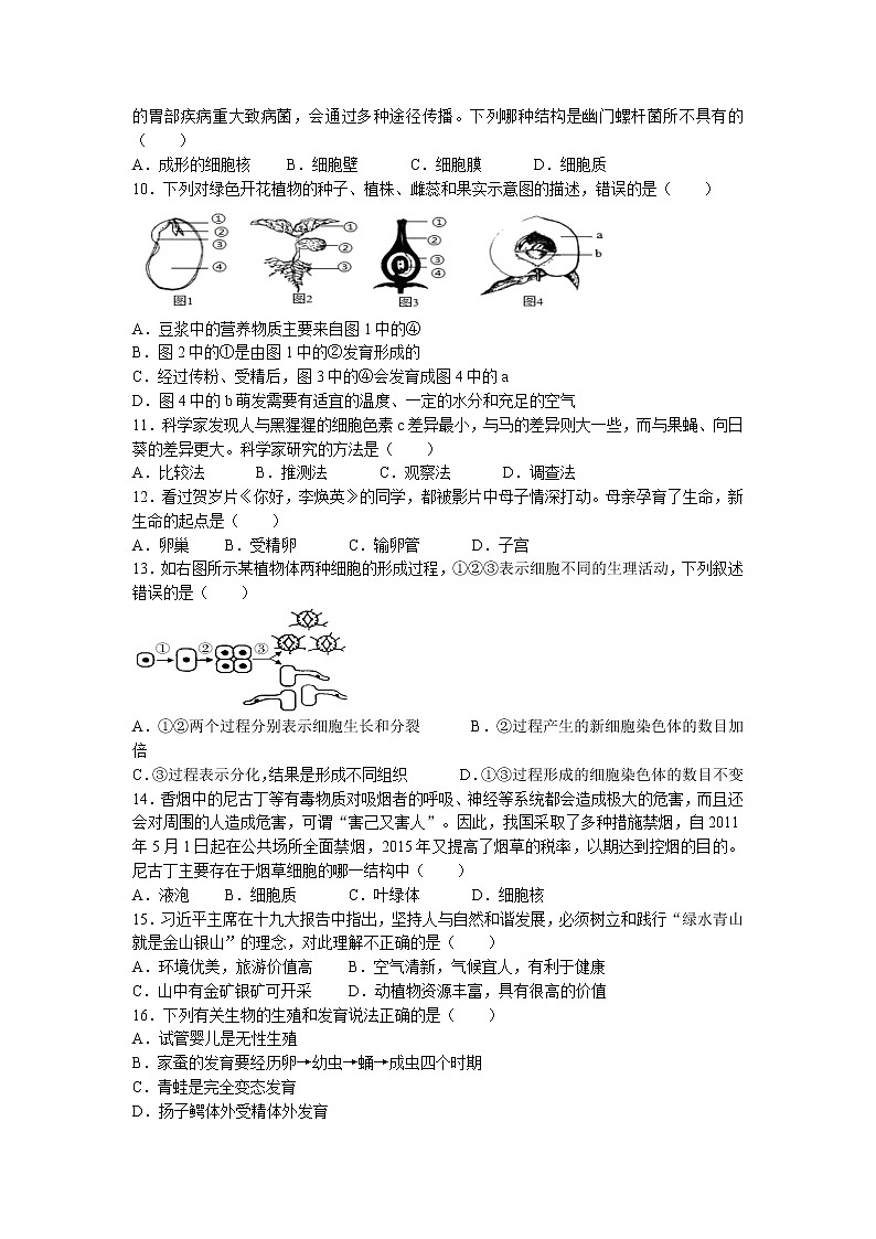 2022年海南省保亭县中考二模生物试题（含答案）02