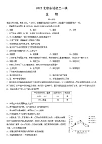 2022年北京市东城区八年级一模生物试题(word版无答案)