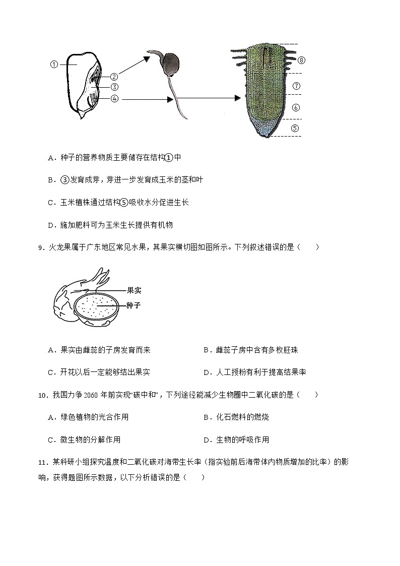 广东省潮州市潮安区2022年中考一模生物试卷及答案03