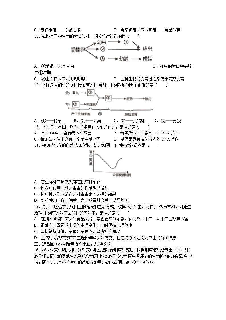 2022年广西钦州市浦北县中考二模生物试题（无答案）02