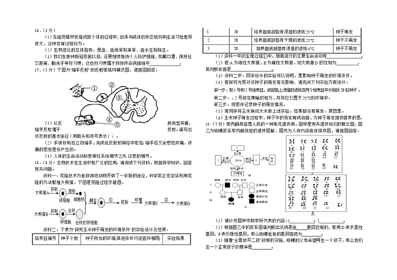 2022年内蒙古呼伦贝尔市阿荣旗中考二模生物试题（含答案）第2页