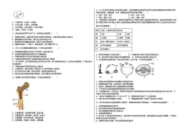 2022年河南省淮滨县实验学校中考生物复习冲刺模拟试题(word版含答案)02