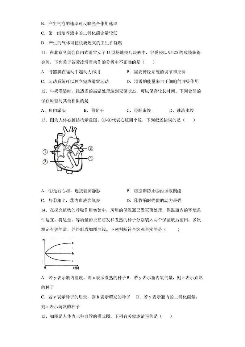 2022年山东省德州市庆云县中考二模生物试题(含答案)03