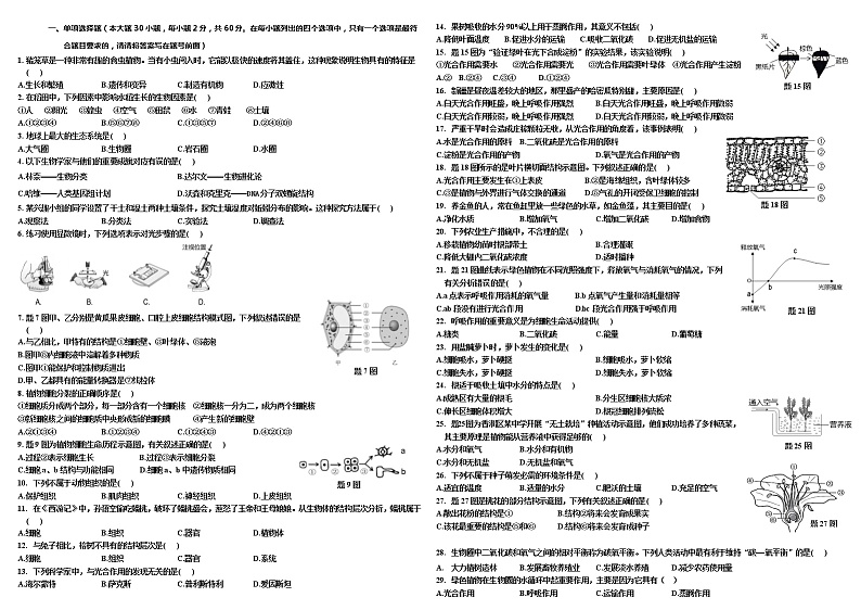 七上北师大版生物期末试卷B卷（试卷+PPT含答案）01