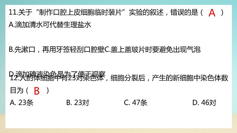 七上北师大版生物期末试卷A卷（含答案）第7页