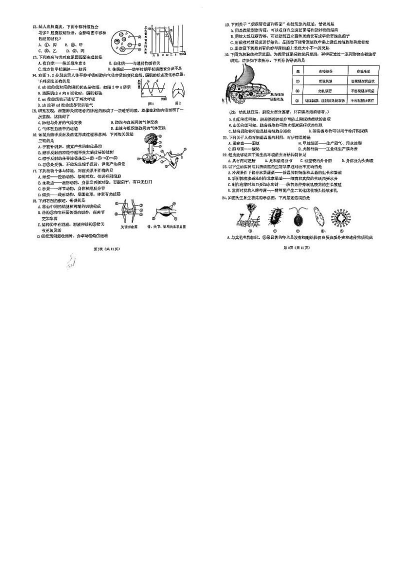 2022年山东省青岛市崂山区八年级中考二模生物试卷（无答案）02
