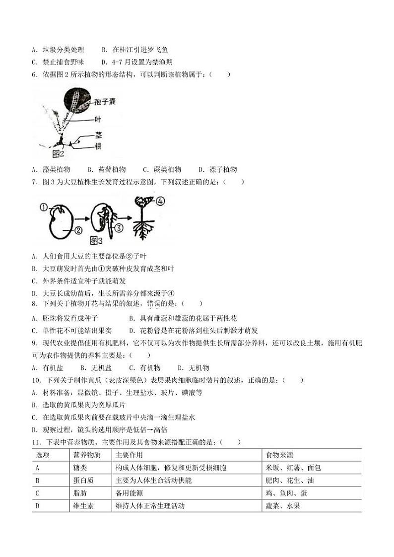2022年广西贺州市昭平县中考二模生物试题(含答案)02