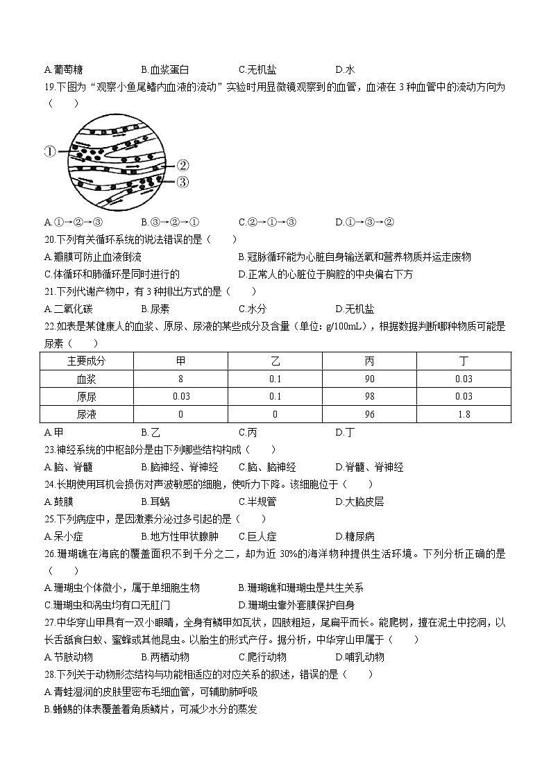 2022年云南省昆明市盘龙区俊发城思成中学中考一模生物试题(word版含答案)03