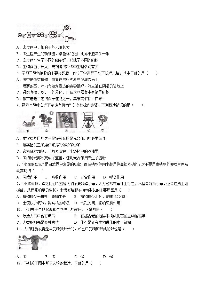 2022年山东省临沂市中考生物真题(word版无答案)02