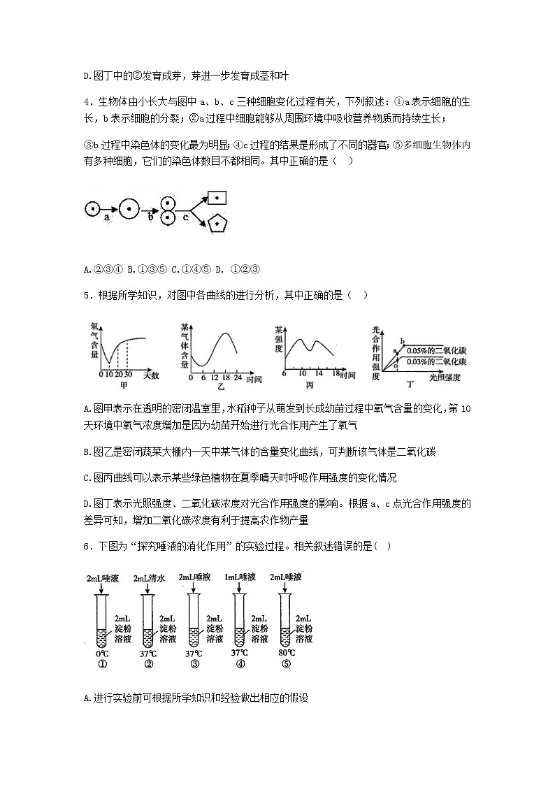 2022年内蒙古鄂尔多斯市中考二模生物试题(word版无答案)02