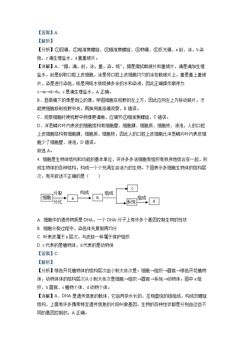 2022年四川省达州市中考真题生物卷及答案（文字版）03